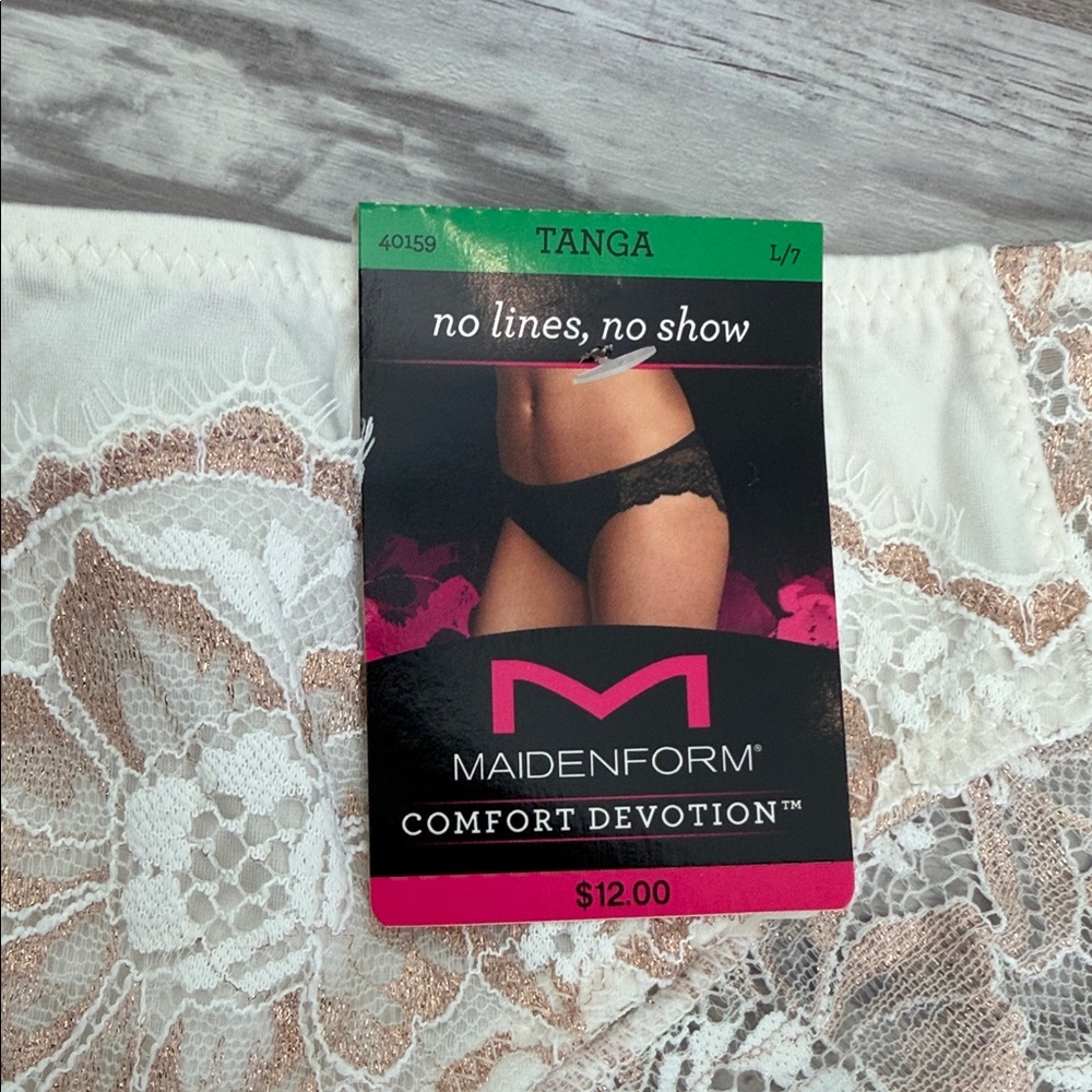 Maidenform Women's Lace Bikini Panty - Cream, Tan, Rose Gold size L - Picture 3 of 6